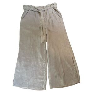 Sincerely Jules Tan Muslin Pants Pull on 100% Cotton Elastic Waist Size Med